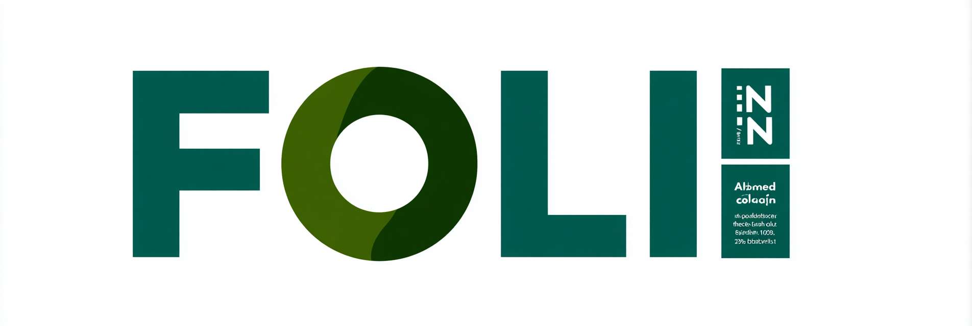 Deconstructed typography: "FOLI" aligned top, "ZEN" baseline shifted down 15% with 120% scale, split color scheme (FOLI=#2E5D54, ZEN=#7A9D96), Adobe Clean font, tagline micro-embedded in counter of "O" (5pt) --ar 3:1 --v 7 --stylize 100 --fast --no transparency