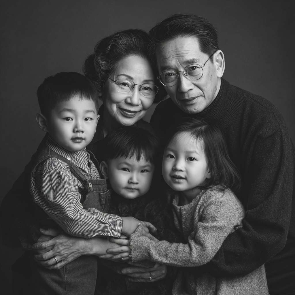 奶奶和多多抱在一起 --ar 1:1 --v 7 --stylize 100 --fast --no 水印