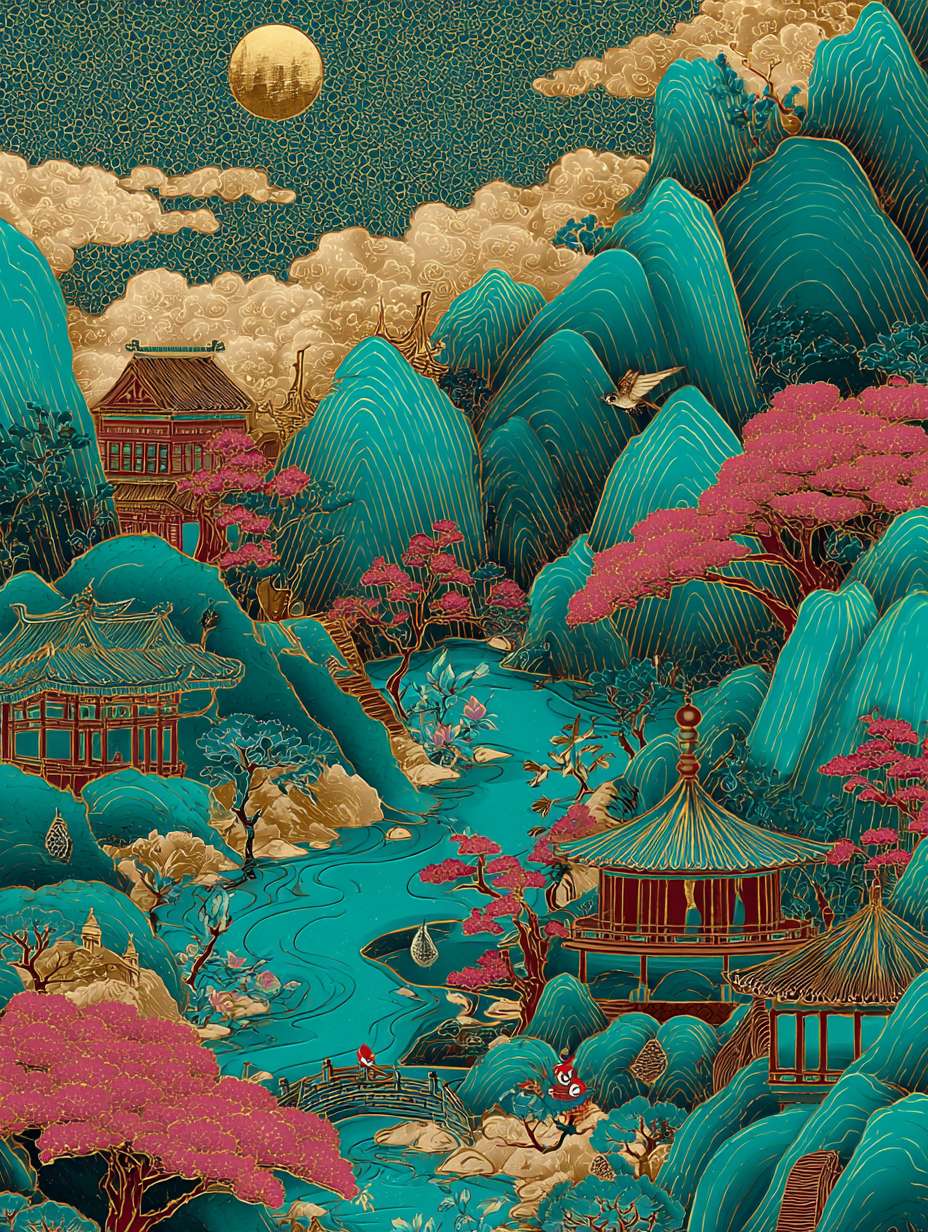中秋节海报背景图 --ar 3:4 --v 7 --stylize 100 --fast --no 水印