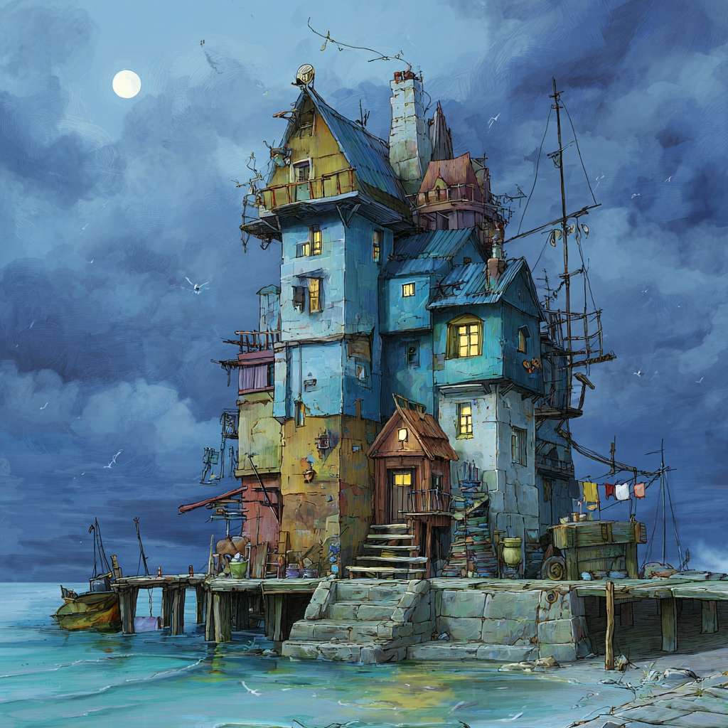 海边民宿 --ar 1:1 --v 7 --stylize 100 --fast --no 水印