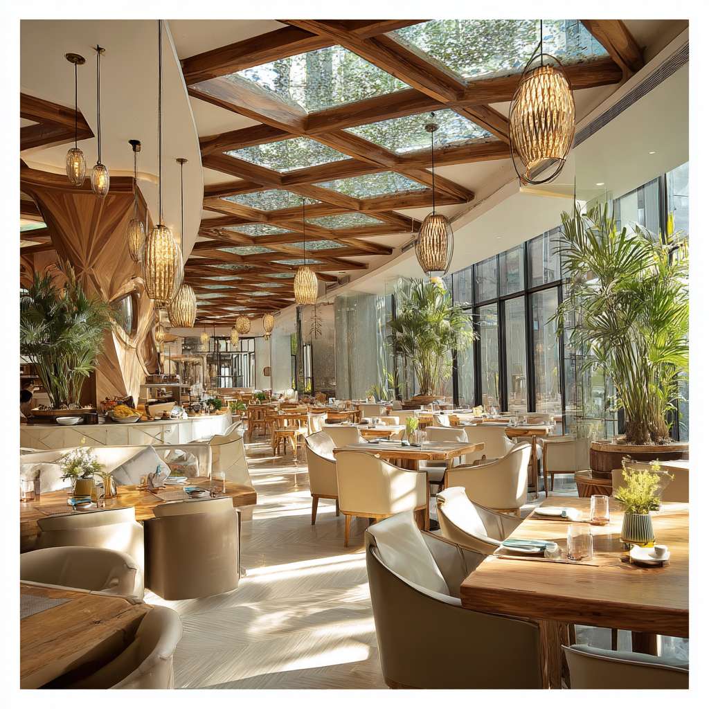 帮我做五张真实酒店餐厅早餐宣传实拍照片 --ar 1:1 --v 7 --stylize 100 --fast --no 水印