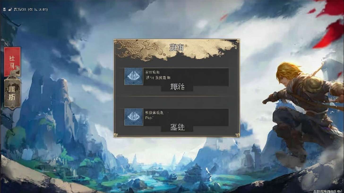https://img-xpc-mj0.xpccdn.com/prod/upload/7c7ec501-1a79-4f25-b72c-5c750dc909e7/46602fa0-2bf5-4609-9643-cd66e05448b4.png~tplv-5yakomv5zn-auto-v1%3A1024%3A0%3Aq75.jpg 以这个图片风格为前提 做一个游戏登录界面 国风 平面 颜色亮一点 --ar 16:9 --v 7 --stylize 100 --fast --iw 1 --sref https://img-xpc-mj0.xpccdn.com/prod/upload/c61d6e5f-dc88-4836-a04c-fb055cc8294c/4ebb0833-30a5-4f7b-b3f6-1004e6c4abe7.png~tplv-5yakomv5zn-auto-v1%3A1024%3A0%3Aq75.jpg::5 https://img-xpc-mj0.xpccdn.com/prod/upload/d9d2d902-7b48-40c7-9a71-54d89ba20a54/6559c0fb-5aa7-40a7-8be5-28a8e10608af.png~tplv-5yakomv5zn-auto-v1%3A1024%3A0%3Aq75.jpg::1.1 --sw 305 --no 水印