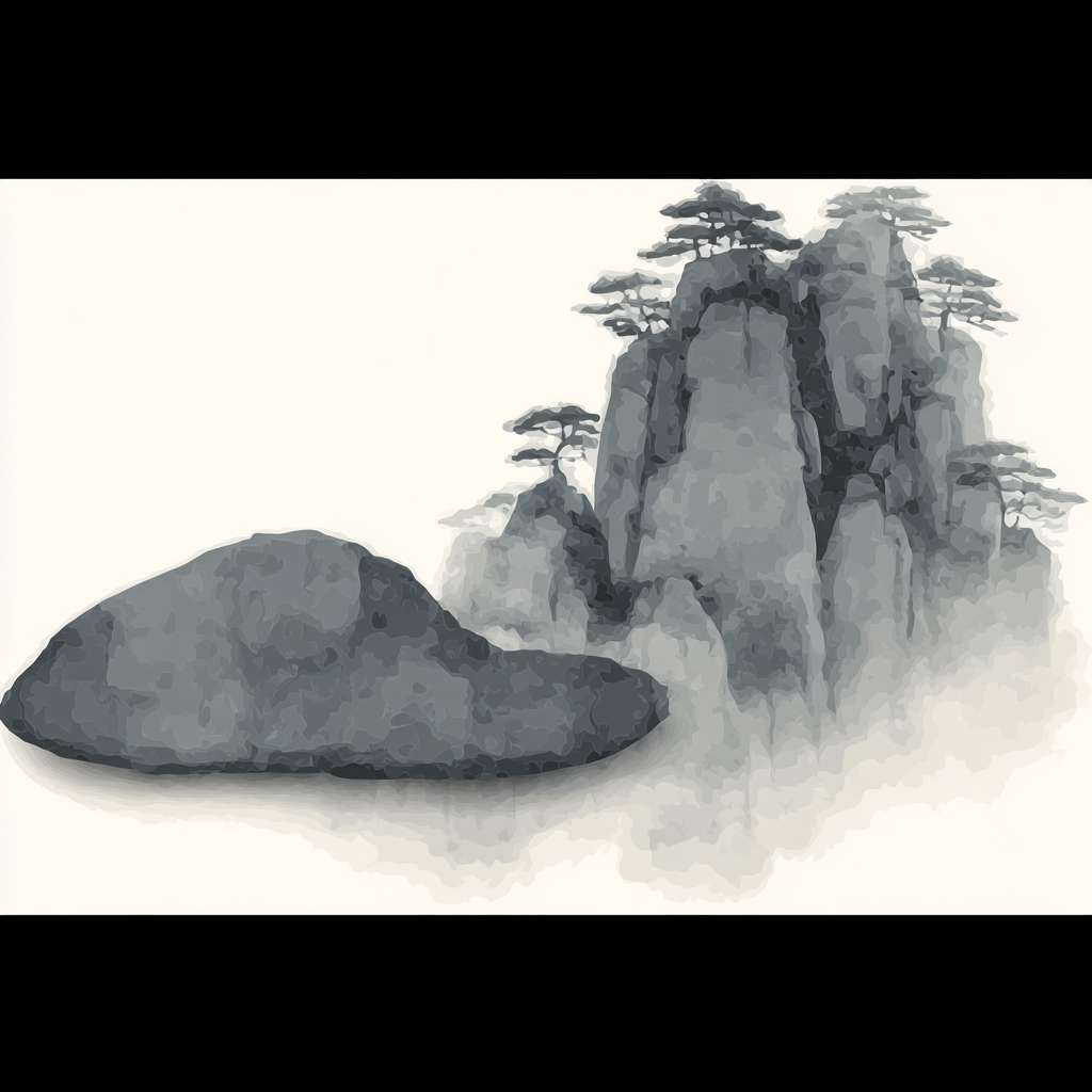 https://img-xpc-mj0.xpccdn.com/prod/upload/87cdc654-5908-4413-9438-fb8c0706d022/%E6%9C%AA%E6%A0%87%E9%A2%98-5.png~tplv-5yakomv5zn-auto-v1%3A1024%3A0%3Aq75.jpg 生成相似的水墨风石头图片，只要石头不要别的，背景变为白色 --ar 1:1 --v 7 --stylize 100 --fast --iw 1 --no 水印