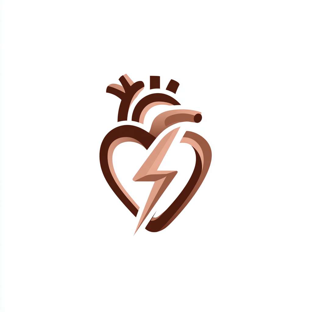 请帮我设计一个参加大学生创新大赛使用的logo，主题是运动锻炼促进心脏健康。里面要有肌肉和心脏，以抽象心脏轮廓为主体，外围包裹一条流畅的古铜色肌肉带（简化如缎带），心脏中心嵌入一道白色闪电符号⚡️，象征运动激活心动力。配色仅用三色：#D14343（心红）、#C4A86F（肌铜）、#FFFFFF（闪电白）。整体线条圆润无棱角，传递「肌肉守护心脏」的核心理念。 --ar 1:1 --v 7 --stylize 100 --fast --no 水印