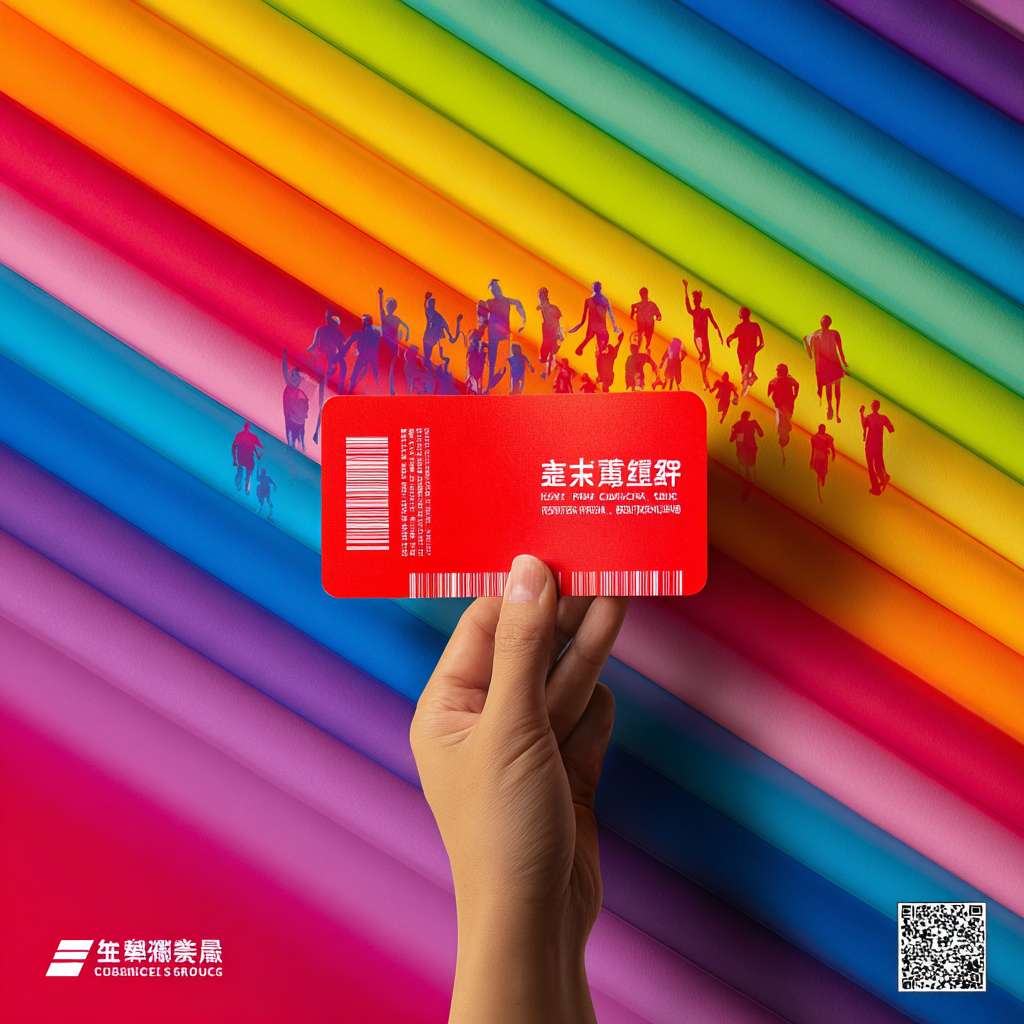 一只手从画面下方举起一张“中国福利彩票”红票，票背面的条形码位置射出七道半透明彩虹光束，光束在顶部交织成“公益场景”——老人、孩子、残疾运动员微笑剪影；彩虹同时形成“福彩LOGO”负形，一眼识别。 --ar 1:1 --v 7 --stylize 100 --fast --no 水印