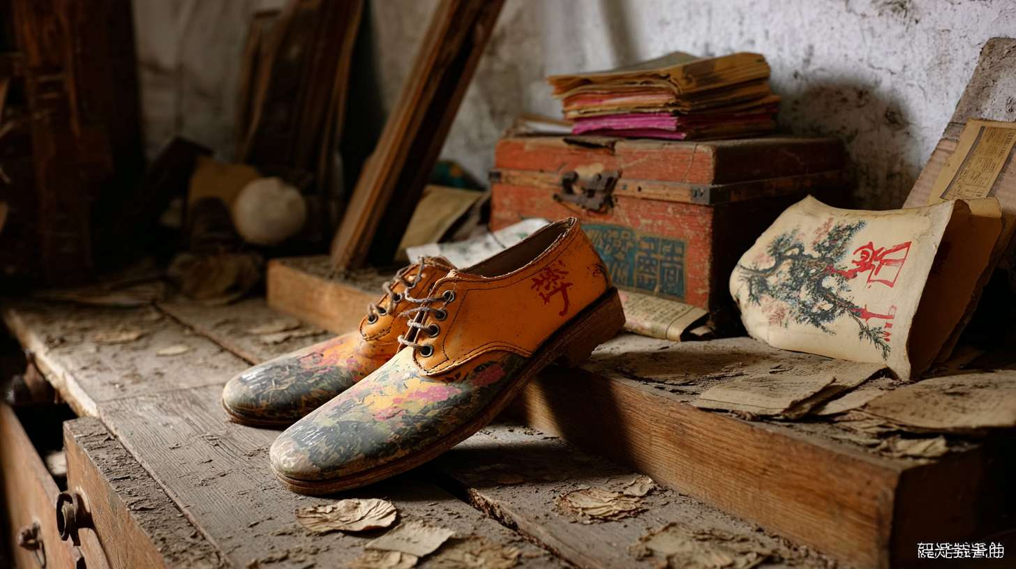 https://img-xpc-mj0.xpccdn.com/prod/upload/98677ad4-1d7d-4b12-b527-0e8a8f4f1793/%E6%8F%8F%E8%BF%B0%E6%9C%A8%E5%B1%90%E9%9E%8B%E5%9C%BA%E6%99%AF.png~tplv-5yakomv5zn-auto-v1%3A1024%3A0%3Aq75.jpg 单只木屐鞋在老宅阁楼，堆满旧衣柜，藤箱和散落的报纸， --ar 16:9 --v 7 --stylize 100 --fast --iw 1 --no 水印