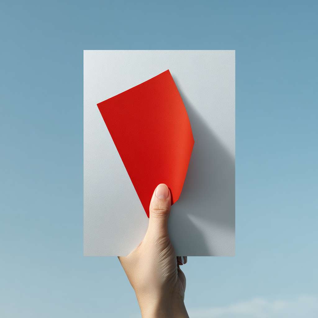Hyper-realistic A4 vertical poster, 300 dpi, soft daylight, plain gradient background from light azure #D9E7F6 at top to pure white #FFFFFF at bottom, no texture, centered upper half a detailed real photo of an open palm holding a single bright red lottery ticket slightly bent, ticket edge catching gentle highlight, shallow depth of field, background smoothly out of focus, no text, no logos, no coins or money symbols, clean negative space below for later additions, overall tone hopeful and calm” --ar 1:1 --v 7 --stylize 100 --fast