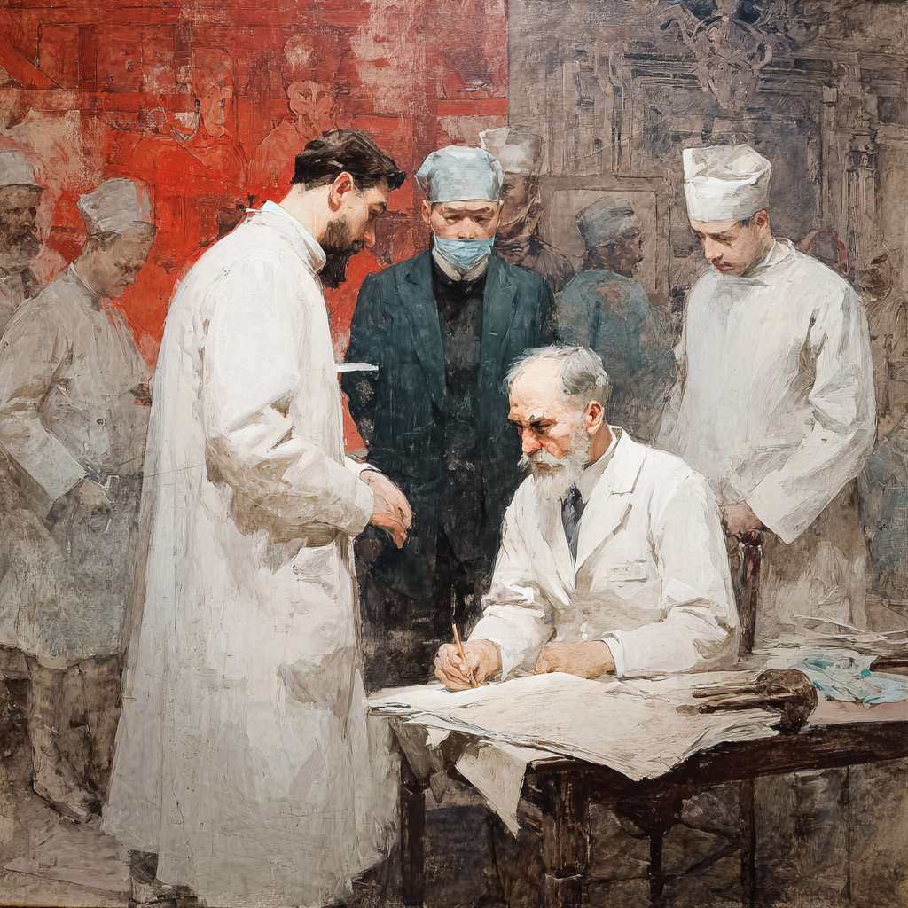 中国医生专家护士讨论，实景图 --ar 1:1 --v 7 --stylize 100 --fast --no 水印