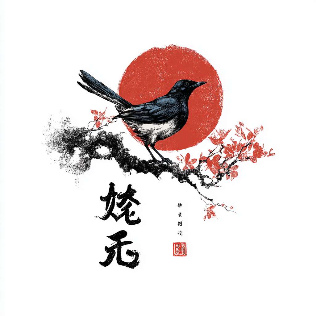 一个优雅的中国雕刻品牌logo，品牌的名字叫:青雀衔刻,一只鸟衔着刻刀，线稿，极简，白底,图片中有青雀衔刻4个字 --ar 1:1 --v 7 --stylize 100 --fast --no 水印
