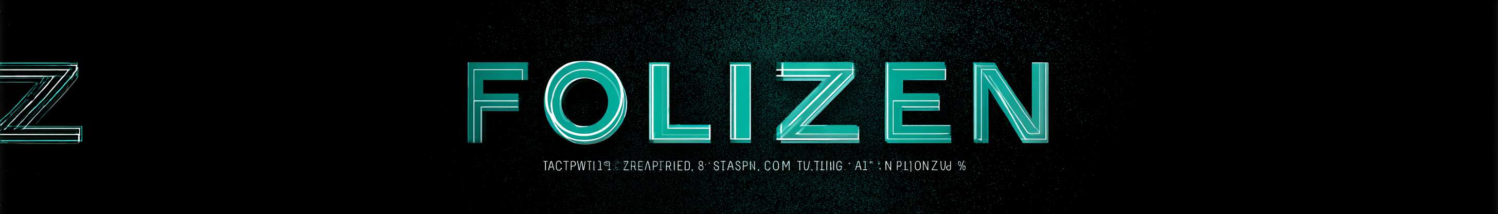 " F O L I Z E N " with 300% letter-spacing, thin geometric type, "Z" rotated 15° evoking growing stem, tagline in negative tracking (-20%) below for contrast, gradient from deep teal (#2C4A42) to moss (#6A7B64) --ar 7:1 --v 7 --stylize 100 --fast