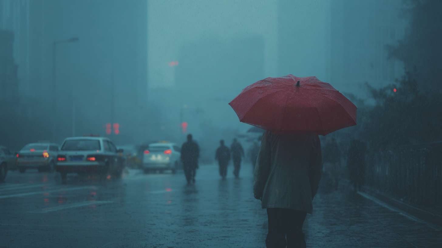 阴雨天气被踢走 --ar 16:9 --v 7 --stylize 100 --fast --no 水印