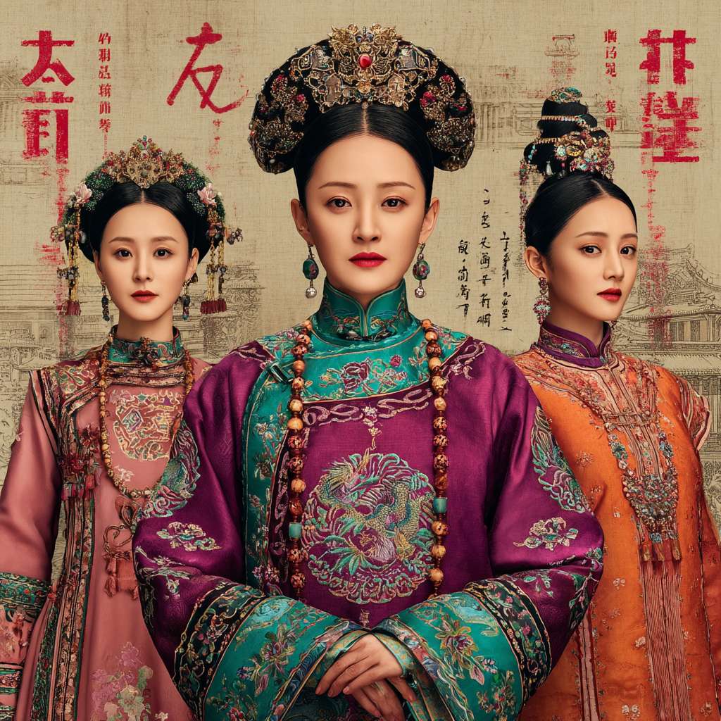 设计一张宫斗小说封面宣传海报，皇宫院落，女子 --ar 1:1 --v 7 --stylize 100 --fast --no 水印