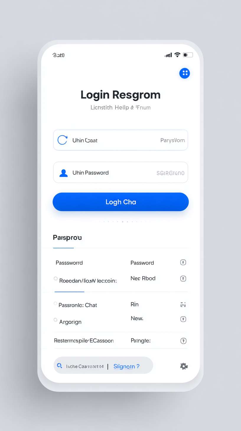 Optimized Login & Registration Screen
1. Design Overview
A unified mobile interface for user authentication, featuring a minimalist flat design. The default state is the Login View, with a seamless transition to the Registration View via a bottom link. The entire process is contained within a single, centered white card with smooth transitions.
Visual Style:
Background: Light Gray (#F5F5F5)
Primary Container: Centered white card with rounded corners
Primary Color: Blue (#2196F3)
Top Branding: Circular app icon + "Instant Chat" title in bold black
2. Login State (Default View)
Username/Phone Field:
Left: Person outline icon
Placeholder: "Username/Phone"
Right: "Eye" icon for password visibility toggle
Password Field:
Left: Lock icon
Placeholder: "Password"
Action Elements:
"Forgot Password?" link (blue, above login button)
Large blue "Login" button with white bold text
Bottom toggle: "No account?" (gray) + "Register Now" (blue)
3. Registration State
Phone Number Field:
Left: Phone icon
Placeholder: "Phone Number"
Verification Code Field:
Left: SMS icon
Placeholder: "Verification Code"
Right: "Get Code" button (blue) with countdown timer
Password Fields:
Two password fields with lock icons
Placeholders: "Set Password" and "Confirm Password"
Real-time password match validation
Eye icons for visibility toggle
Action Elements:
Large blue "Register" button with white bold text
Bottom toggle: "Have an account?" (gray) + "Login Now" (blue) --ar 9:16 --v 7 --stylize 100 --fast