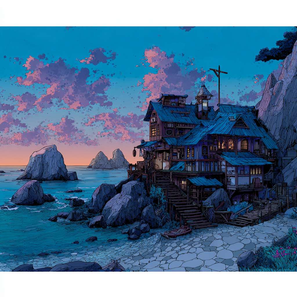 海边民宿 --ar 1:1 --v 7 --stylize 100 --fast --no 水印