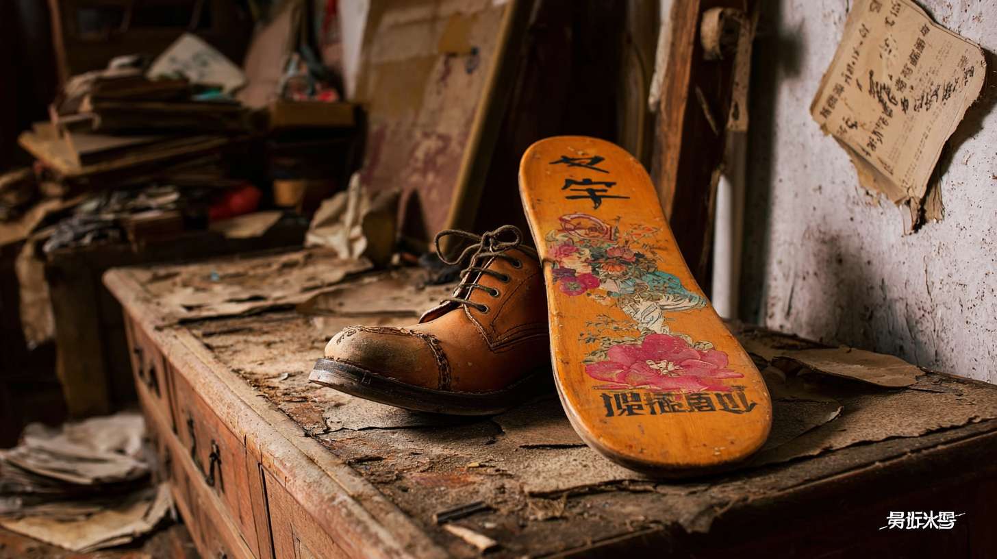 https://img-xpc-mj0.xpccdn.com/prod/upload/98677ad4-1d7d-4b12-b527-0e8a8f4f1793/%E6%8F%8F%E8%BF%B0%E6%9C%A8%E5%B1%90%E9%9E%8B%E5%9C%BA%E6%99%AF.png~tplv-5yakomv5zn-auto-v1%3A1024%3A0%3Aq75.jpg 单只、一只 木屐鞋在老宅阁楼，堆满旧衣柜，藤箱和散落的报纸，远景 --ar 16:9 --v 7 --stylize 100 --fast --iw 1 --no 水印