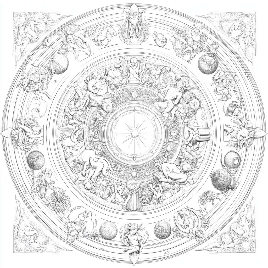 线稿图，2025年整年日历，每一天都有的，生肖。 --ar 1:1 --v 6.1 --stylize 100 --fast