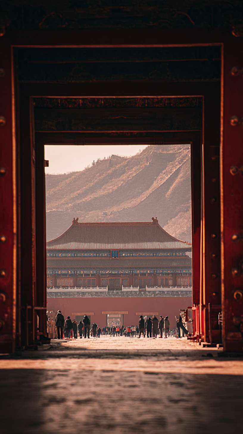 半关闭的国门，门缝中是一双双正在将各中垃圾推入境内的双手，中国人的视角在门内，同心协力把门关上 --ar 9:16 --v 7 --stylize 100 --fast --no 水印