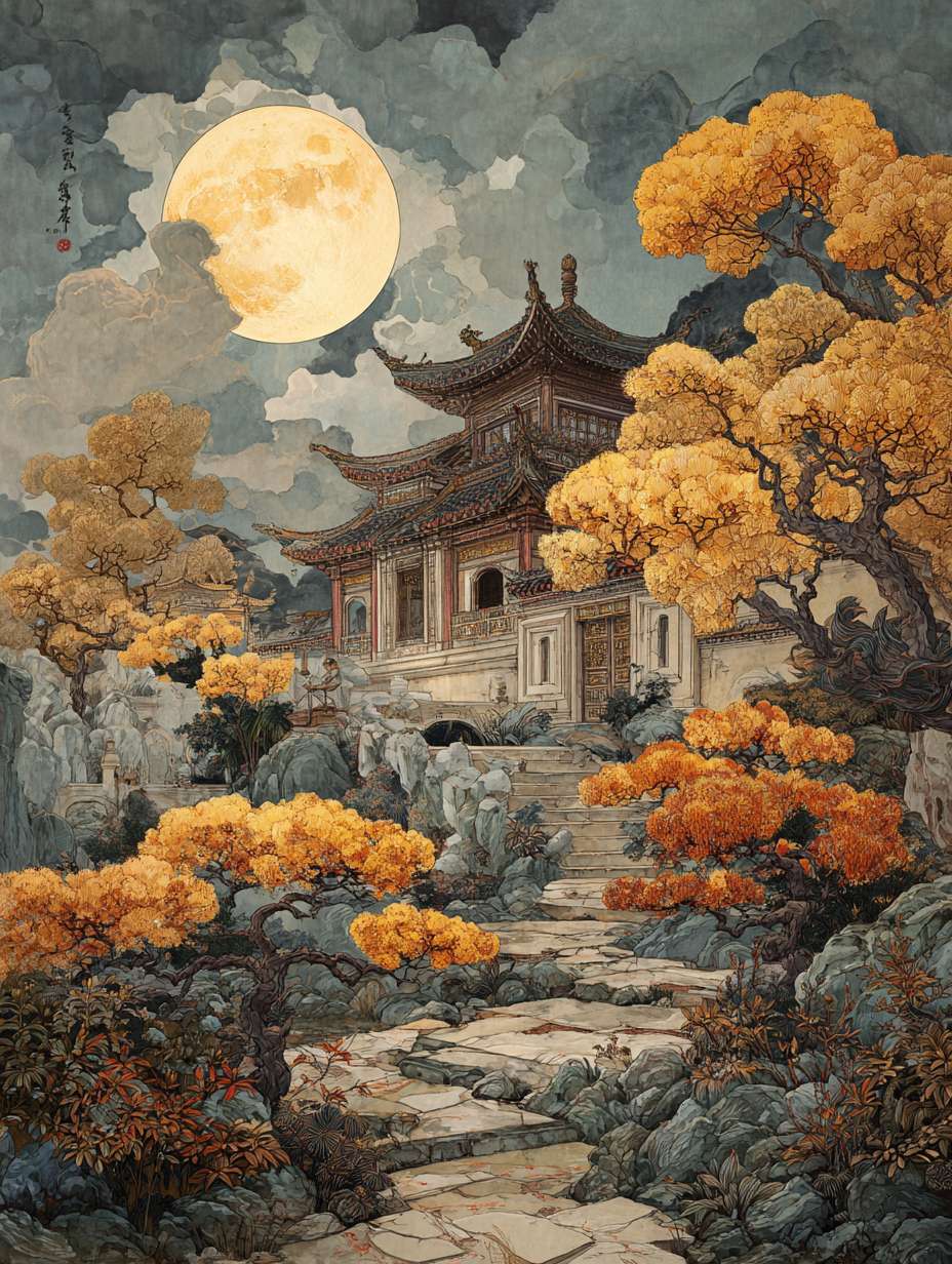 中秋节 --ar 3:4 --v 7 --stylize 100 --fast --no 水印