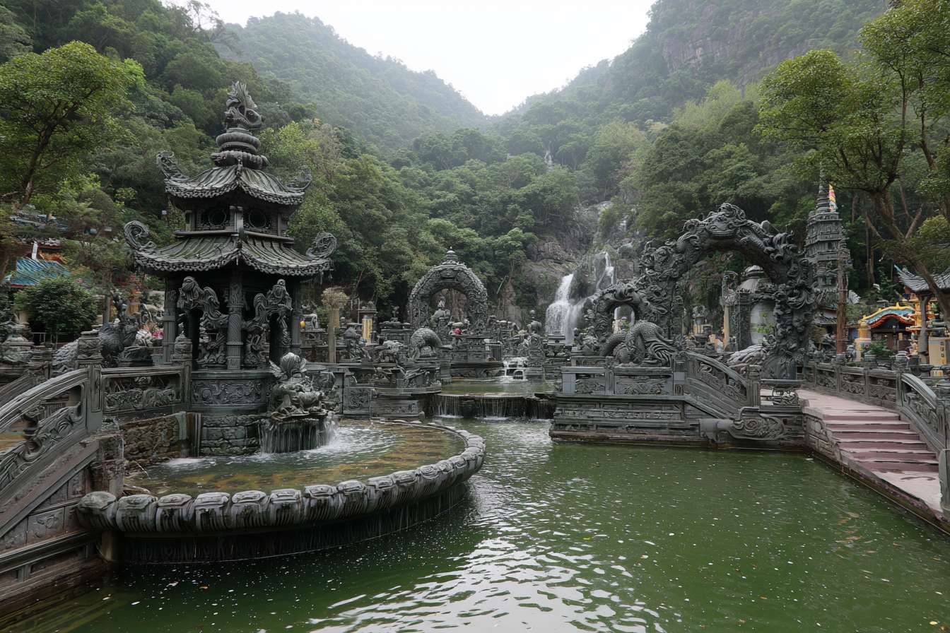 青年走進大自然虛幻數位世界，要好多好多數位森材元素，要樹、要瀑布、河流 --ar 3:2 --v 7 --stylize 100 --fast --no 水印