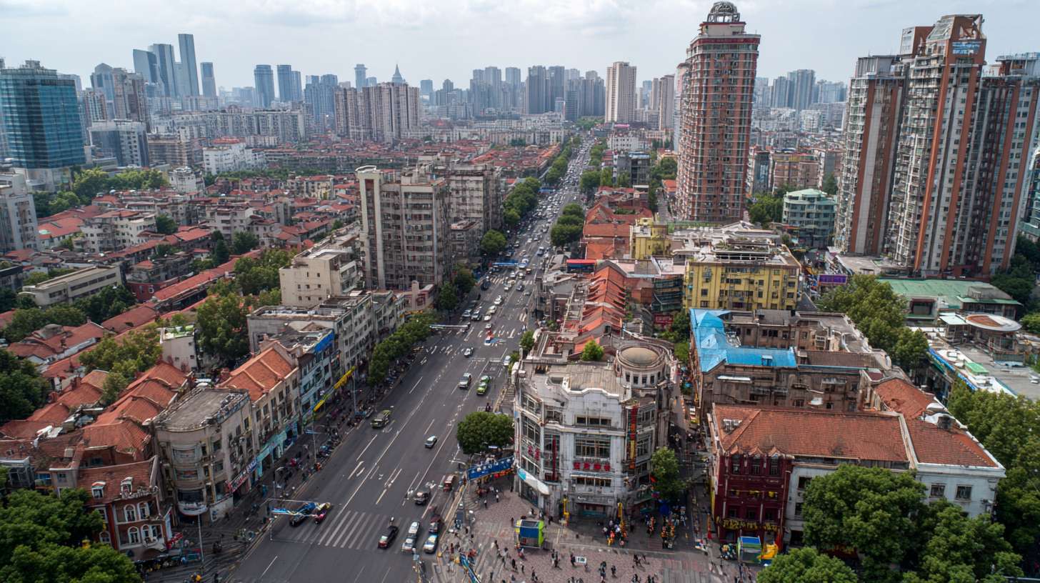 武汉城市全景，高楼与老建筑并存，车流穿梭，人群活动 --ar 16:9 --v 7 --stylize 100 --fast --no 水印