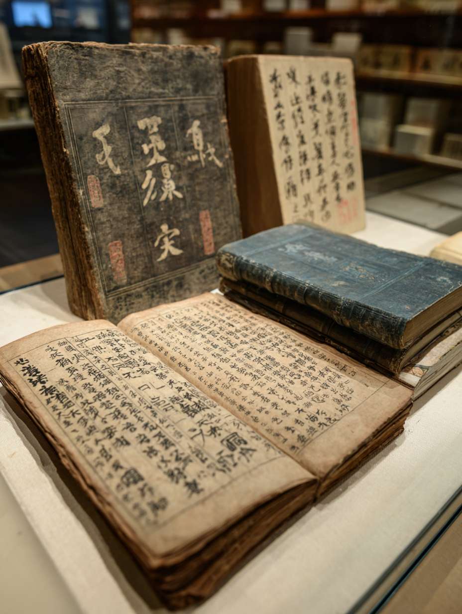 展示几本介绍舌诊的古书的书本和封面，要展示出文字，让用户一看就知道舌诊的权威性 --ar 3:4 --v 7 --stylize 100 --fast --no 水印
