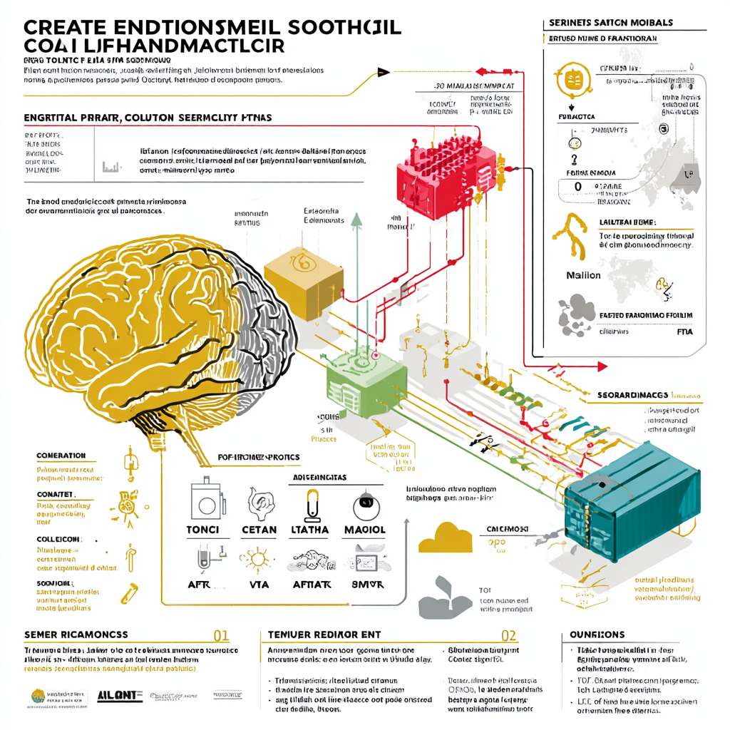 提示词:
"Create a technical schematic diagram for smart cold chain logistics, showing the link between environmental factors, product responses, sensor data, AI model, and decision actions. The diagram should be in a clean, modern style with a white background, suitable for an academic paper.
Key elements and flow:
1. **Environmental Factors Box**: On the left, include icons for temperature (thermometer), humidity (water droplet), gas concentration (molecule symbols for O2, CO2, ethylene), and light (sun icon). Label: 'Environmental Factors'.
2. **Product Responses Box**: Below environmental factors, show icons for physiological responses (respiring fruit icon), microbial growth (bacteria icon), and quality changes (wilting leaf icon). Label: 'Product Responses'.
3. **Sensor Data Box**: To the right of product responses, depict multimodal sensors (e.g., camera for visual, nose icon for olfactory, microphone for auditory) collecting data. Label: 'Sensor Data'.
4. **AI Model Box**: Above sensor data, illustrate a neural network diagram or brain icon with algorithms like 'CNN-LSTM' and 'PLSR'. Label: 'AI Model'.
5. **Decision Actions Box**: On the far right, show actions such as adjusting a thermostat (for temperature control), sending an alert (notification icon), and optimizing routes (map icon). Label: 'Decision Actions'.
Arrows indicate flow:
- Arrow from 'Environmental Factors' to 'Product Responses' (labeled 'Influences').
- Arrow from 'Product Responses' to 'Sensor Data' (labeled 'Monitored by').
- Arrow from 'Sensor Data' to 'AI Model' (labeled 'Input to').
- Arrow from 'AI Model' to 'Decision Actions' (labeled 'Triggers').
- Dashed arrow from 'Decision Actions' back to 'Environmental Factors' (labeled 'Feedback Loop').
Use a color scheme: blue for environmental factors, green for product responses, orange for sensor data, purple for AI model, and red for decision actions. Keep text clear and legible." --ar 1:1 --v 7 --stylize 100 --fast --no 水印