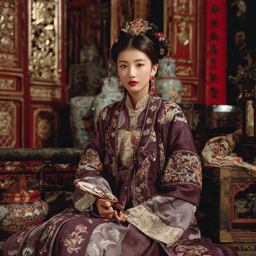 宫女皇宫异能 --ar 1:1 --v 7 --stylize 100 --fast --no 水印