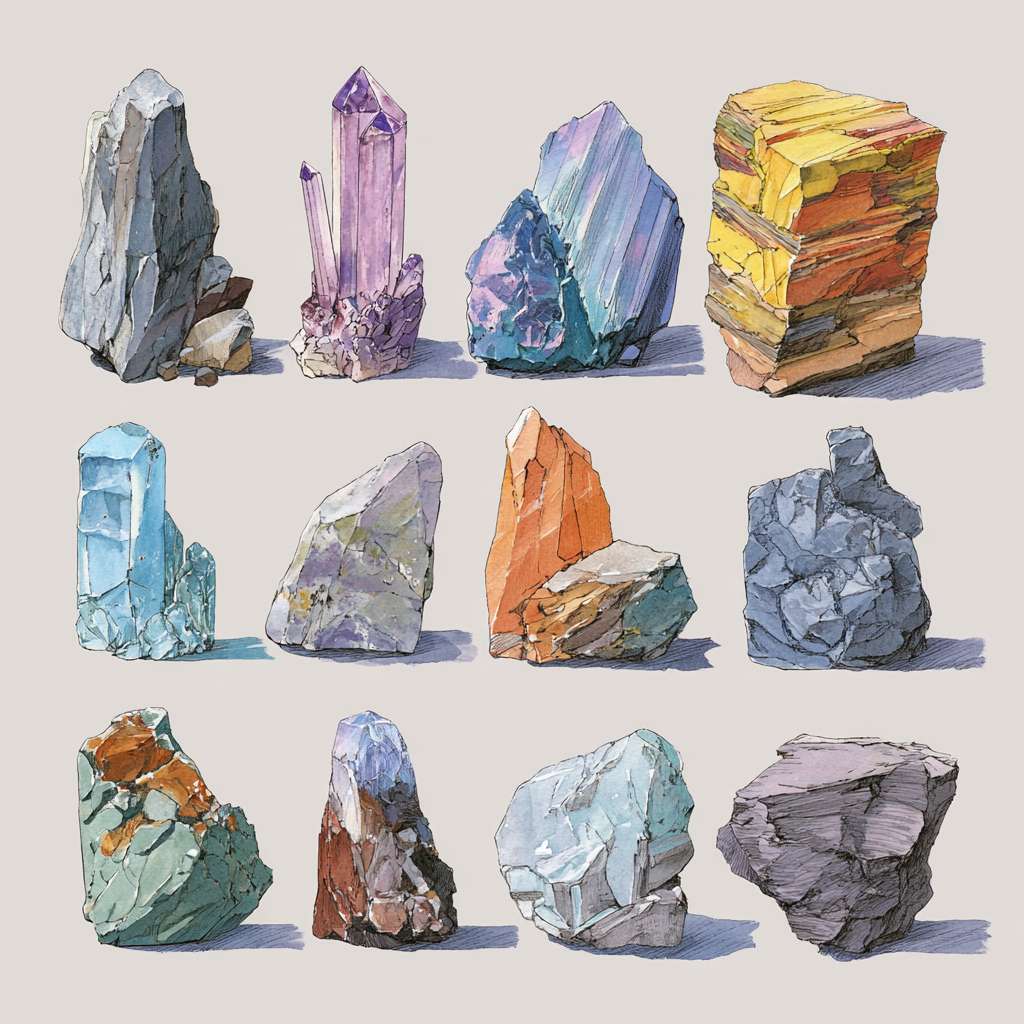 生成手绘风石头，要求自然生成的石头，很小，不是很高，有颜色，没有背景 --ar 1:1 --v 7 --stylize 100 --fast --no 水印