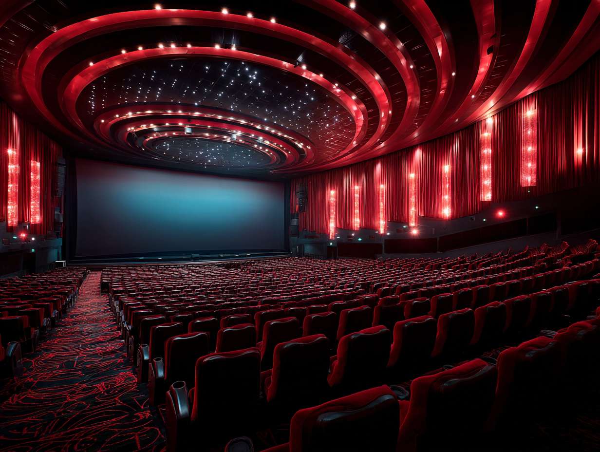 超大型电影院影厅，巨幕影厅高清效果 --ar 4:3 --v 7 --stylize 100 --fast --no 水印