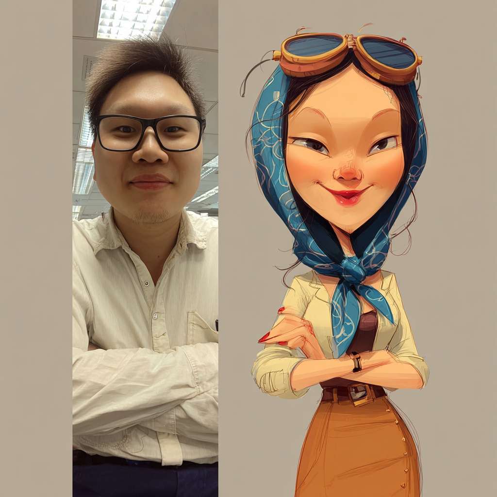 https://img-xpc-mj0.xpccdn.com/prod/upload/dc08dc04-6535-4320-b7be-dc76e6566952/beauty_1747655751386.jpeg.JPG~tplv-5yakomv5zn-auto-v1%3A1024%3A0%3Aq75.jpg 图片风格换成卡通形式 --ar 1:1 --v 7 --stylize 100 --fast --iw 1 --no 水印