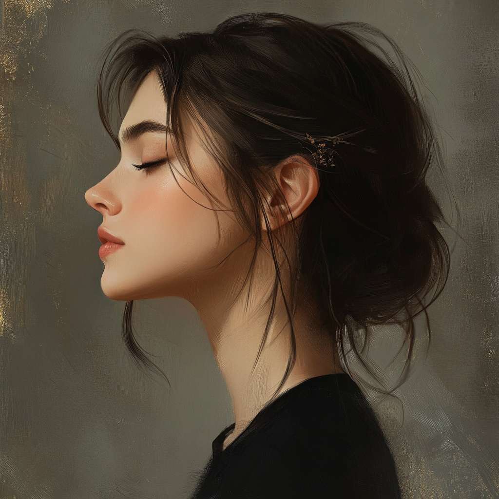 给我一些女性头像唯美的侧脸 --ar 1:1 --v 6.1 --stylize 100 --fast