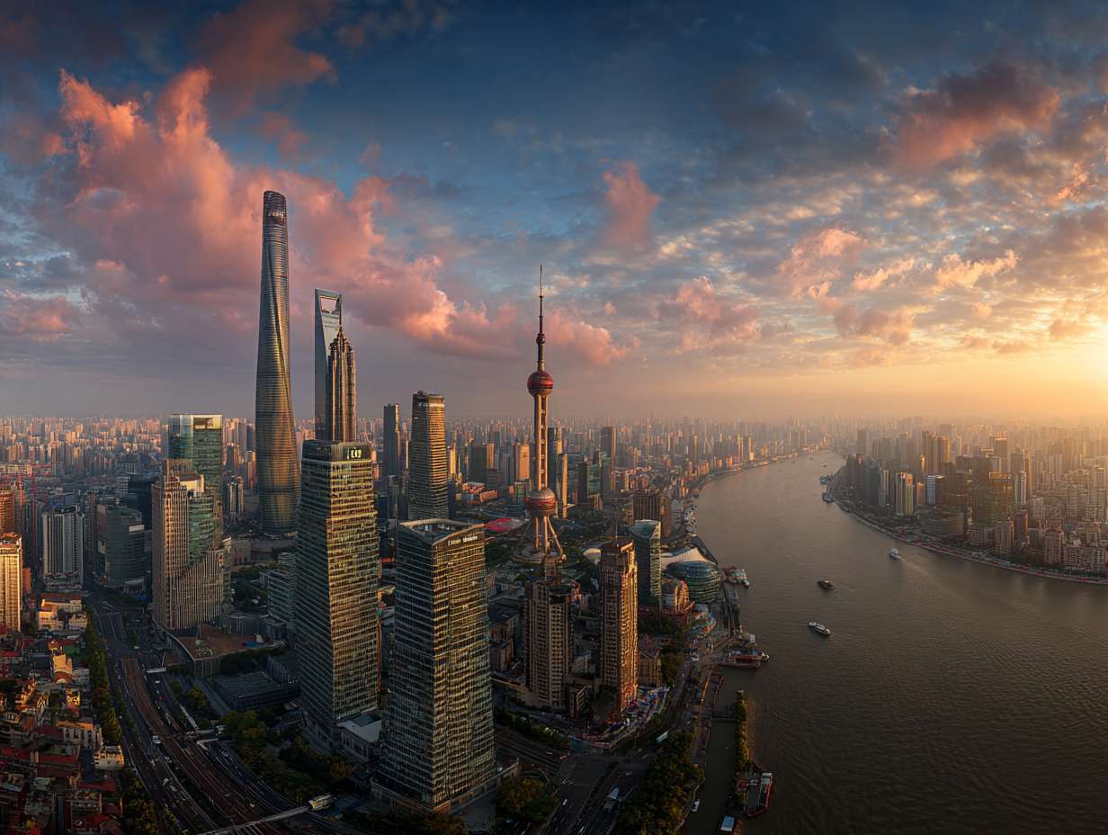 写实摄影，上海陆家嘴早晨航拍 --ar 4:3 --v 7 --stylize 100 --fast --no 水印