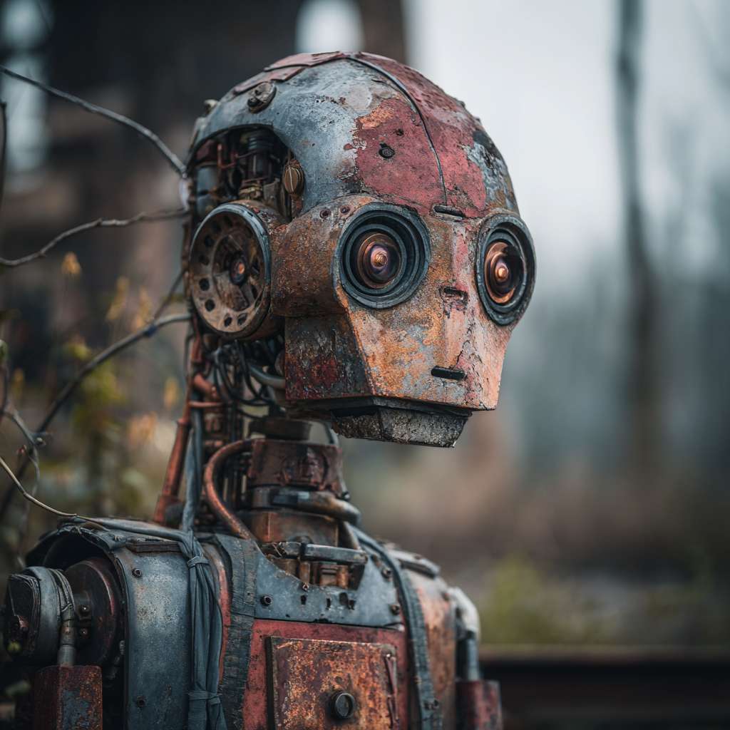 新闻热点：机器人和人类的关系是好是坏？ --ar 1:1 --v 7 --stylize 100 --fast --no 水印