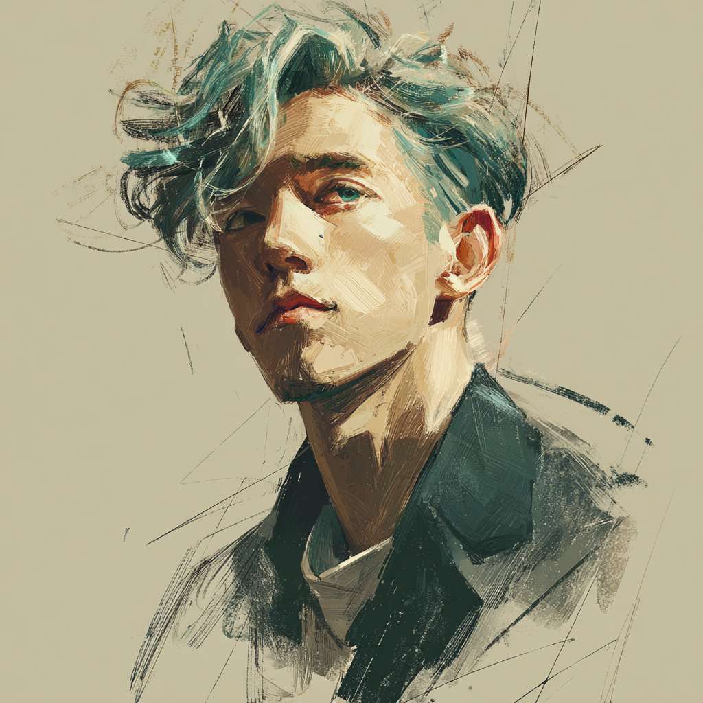 帮我生成一张墨绿色高级感的人像 --ar 1:1 --v 7 --stylize 100 --fast --no 水印