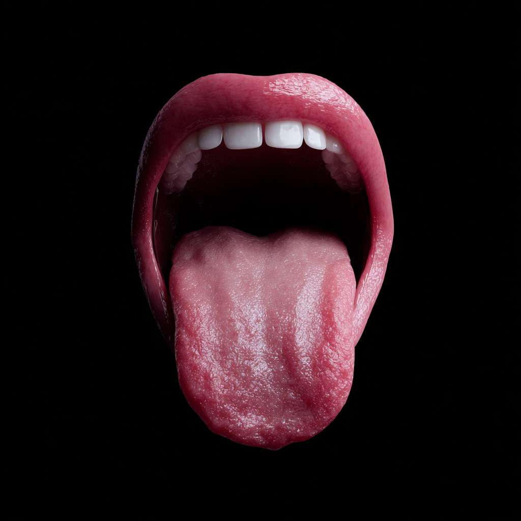 淡白舌,舌体胖大且有齿痕:A pale white tongue with a swollen and enlarged body, clearly visible tooth marks on the sides of the tongue, soft texture, and a slightly moist surface, presented in a realistic style, high - resolution, close - up shot --ar 1:1 --v 7 --stylize 100 --fast --no 水印