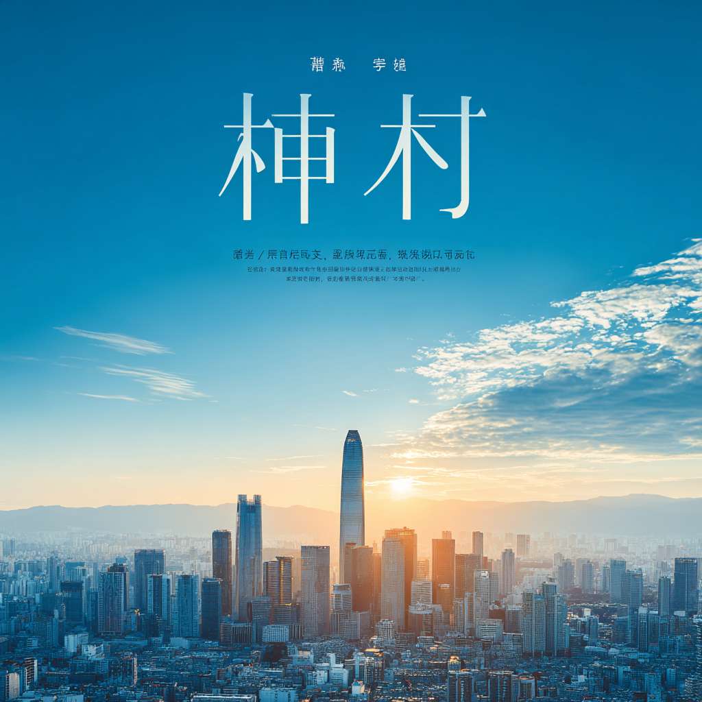 视觉焦点： 一张开阔的视角，可能是晨曦或黄昏时分的城市天际线，天空湛蓝高远，有几缕云彩（体现“秋高气爽”）。天际线中突出显示由该公司承建的标志性建筑。
文案排版：

主标题： 新凉初至，宏图正展

副标题： 处暑节气，[公司名称] 与城市共生长

主体文案： 暑热消散，视野开阔。我们以建筑丈量时代，用空间承载梦想。

公司Logo和网址 放置在底部。
配色： 蔚蓝色、金橙色（朝阳或夕阳色）、建筑剪影的黑色或深灰色。
风格： 大气、开阔、充满希望和力量感。强调公司的规模、视野以及与城市发展的紧密联系。 --ar 1:1 --v 7 --stylize 100 --fast --no 水印