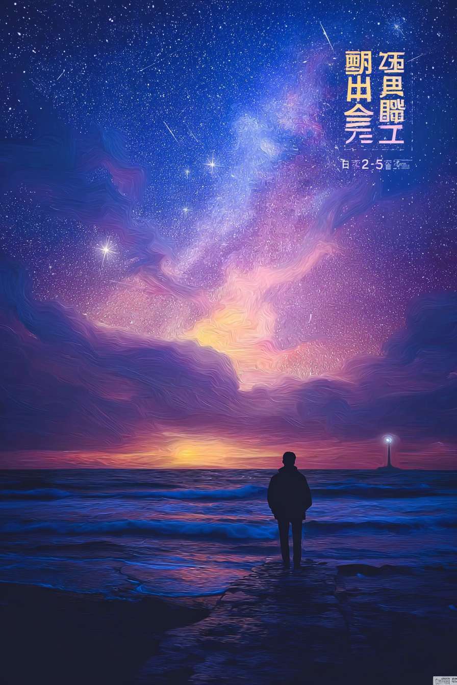 https://img-xpc-mj0.xpccdn.com/prod/upload/4dfeb8dd-245d-4783-9504-b11af8391cce/7aa9eafb5e50560f57ea6eadfa01c5dd.png~tplv-5yakomv5zn-auto-v1%3A1024%3A0%3Aq75.jpg 根据上传图片风格生成插画背景，不要人物，不要文字，以海洋陆地星空为主，反应人的成长与追求，人物为剪影背影 --ar 2:3 --v 7 --stylize 100 --fast --iw 1 --no 水印