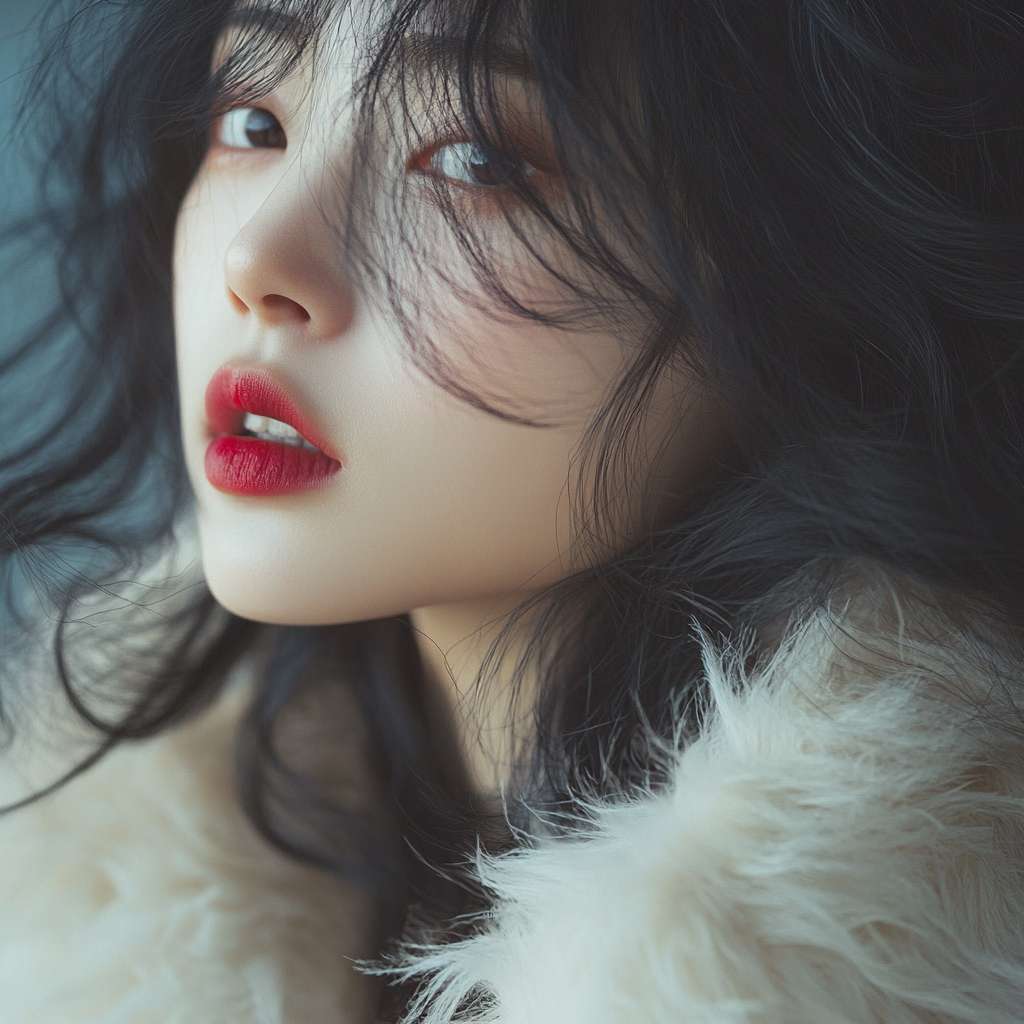 prompt：**Photography style, hot korean model in whirte fur coat, in the
style of romantic impressionism, xiaofei yue, realistic yet romantic, wavy,
1st version, barbizon school, beautiful women, real --ar 1:1 --v 6.1 --stylize 100 --fast