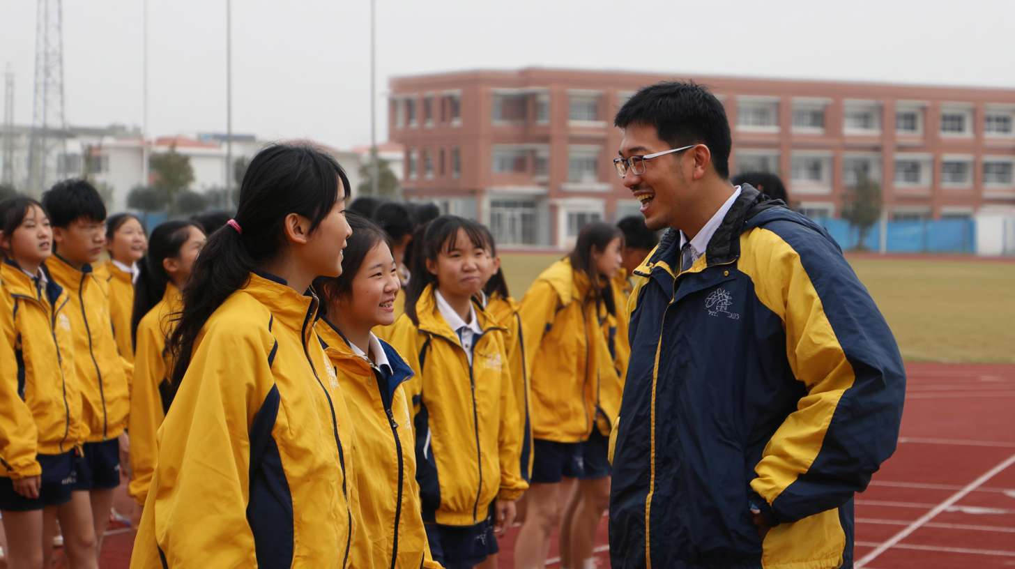 一群学生在操场上跑操，远处一个老师在和一个同学交流 --ar 16:9 --v 7 --stylize 100 --fast --no 水印