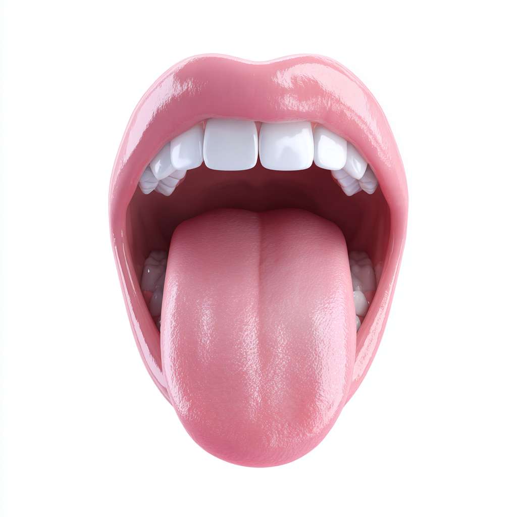 淡白舌,舌体胖大且有齿痕:A pale white tongue with a swollen and enlarged body, clearly visible tooth marks on the sides of the tongue, soft texture, and a slightly moist surface, presented in a realistic style, high - resolution, close - up shot --ar 1:1 --v 7 --stylize 100 --fast --no 水印