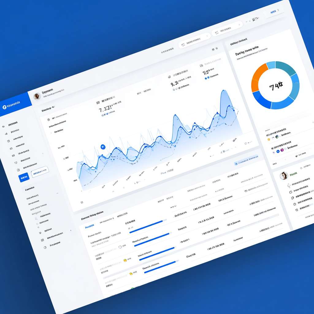 A web dashboard titled "Privacy Wall Parental Control Panel", showing pie chart of risk distribution and line graph of risk trends, with parental control settings including keyword filtering and risk level sliders, clean blue and white interface, data visualization, modern web design，replace the all text with Chinese --ar 1:1 --v 7 --stylize 100 --fast