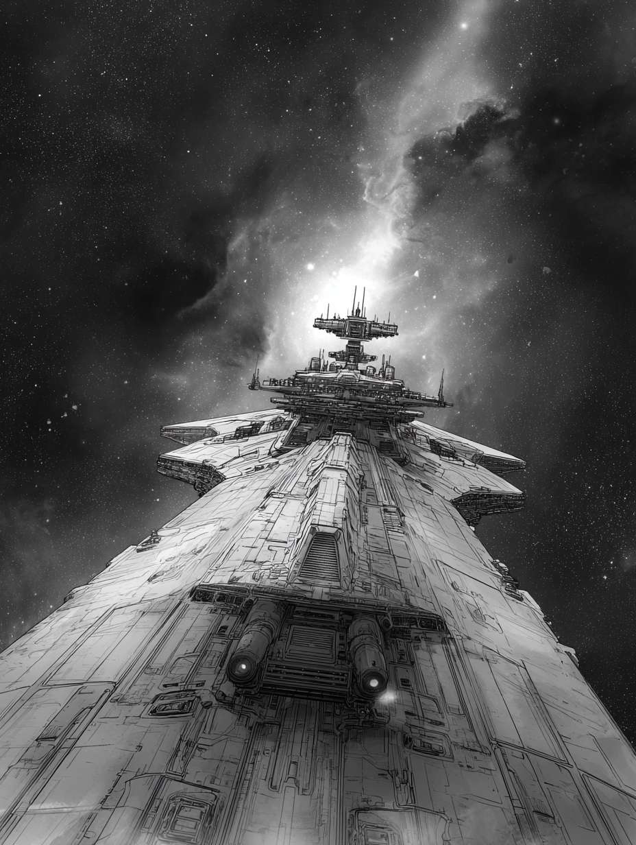 简单线条外星战舰 --ar 3:4 --v 7 --stylize 100 --fast --no 水印