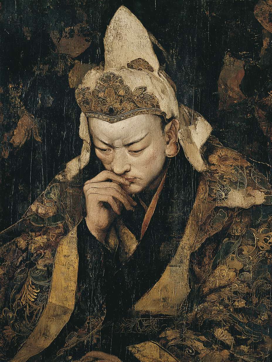 身着华服的贵族青年（悉达多）皱眉沉思 --ar 3:4 --v 7 --stylize 100 --fast --no 水印