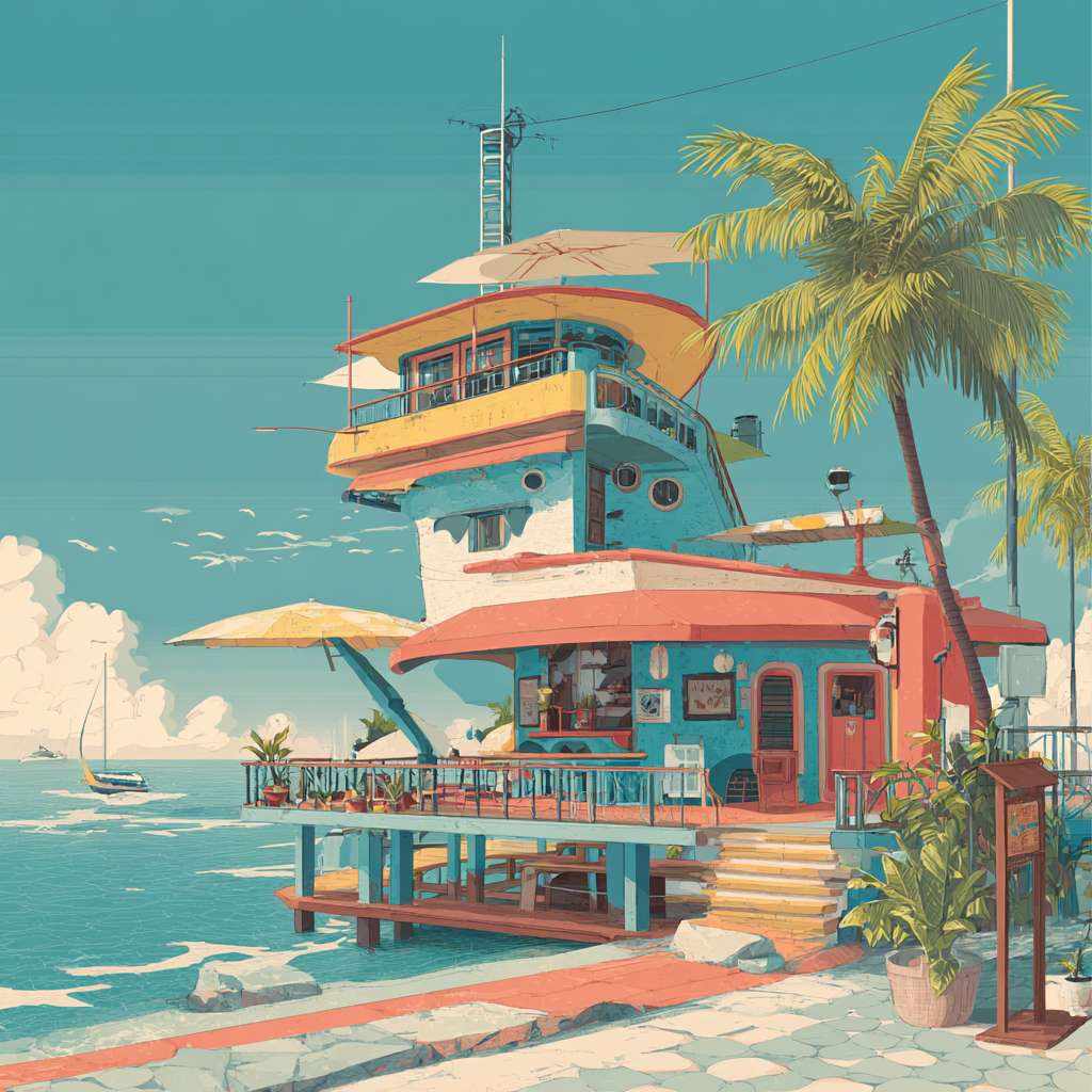 海边酒店 --ar 1:1 --v 7 --stylize 100 --fast --no 水印