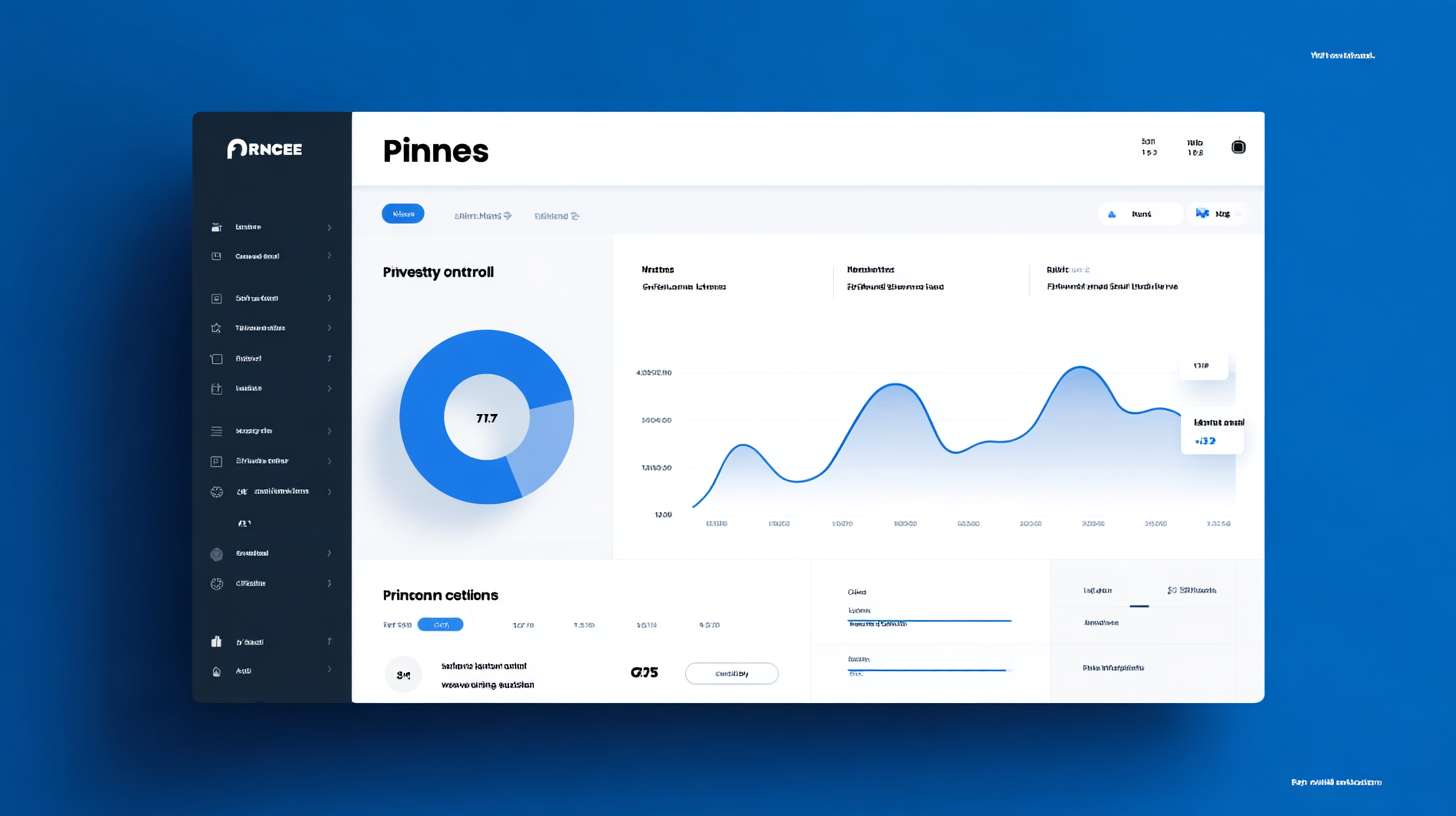 A web dashboard titled "Privacy Wall Parental Control Panel", showing pie chart of risk distribution and line graph of risk trends, with parental control settings including keyword filtering and risk level sliders, clean blue and white interface, data visualization, modern web design --ar 16:9 --v 7 --style raw --stylize 100 --fast