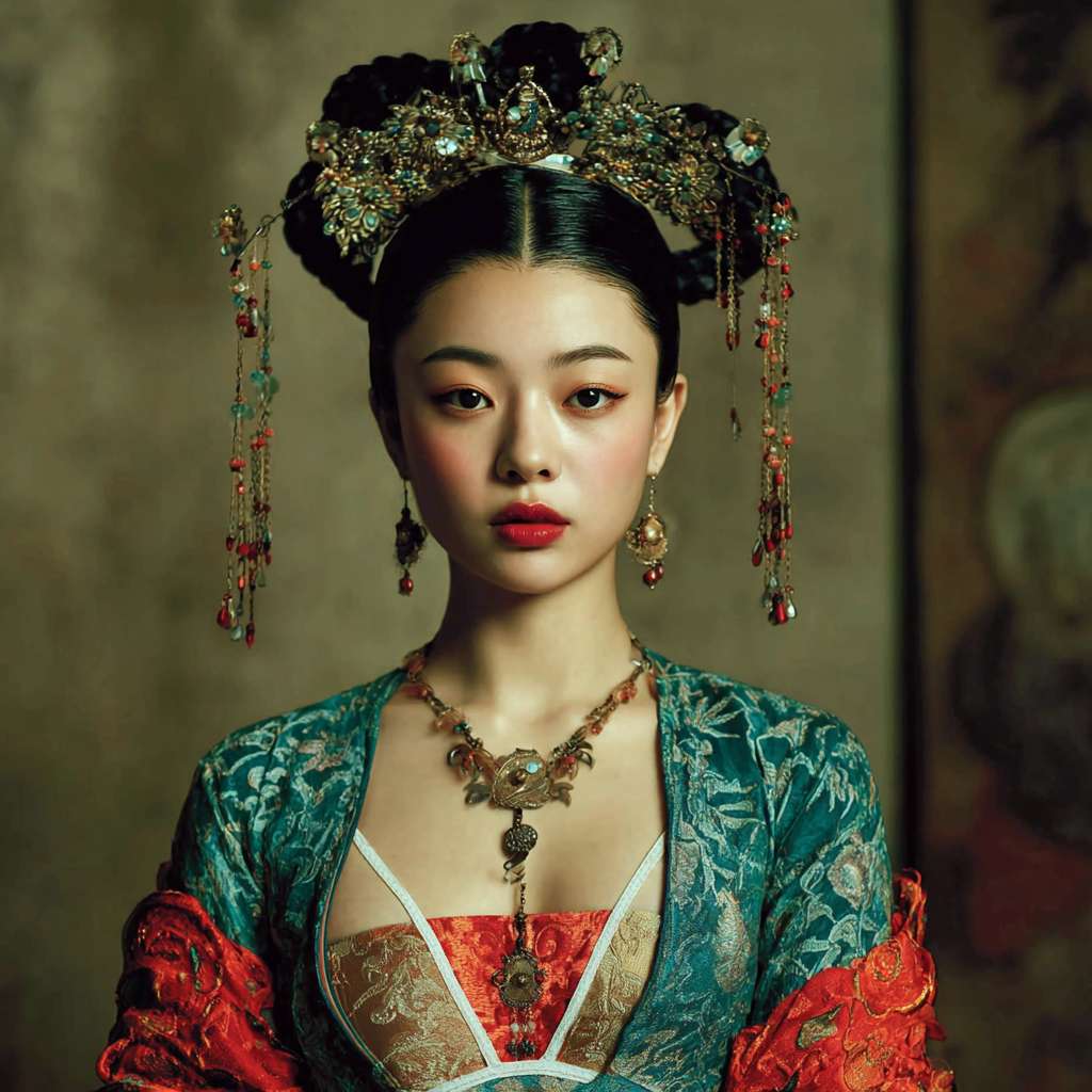 古装发髻，白色比基尼女生 --ar 1:1 --v 7 --stylize 100 --fast --no 水印