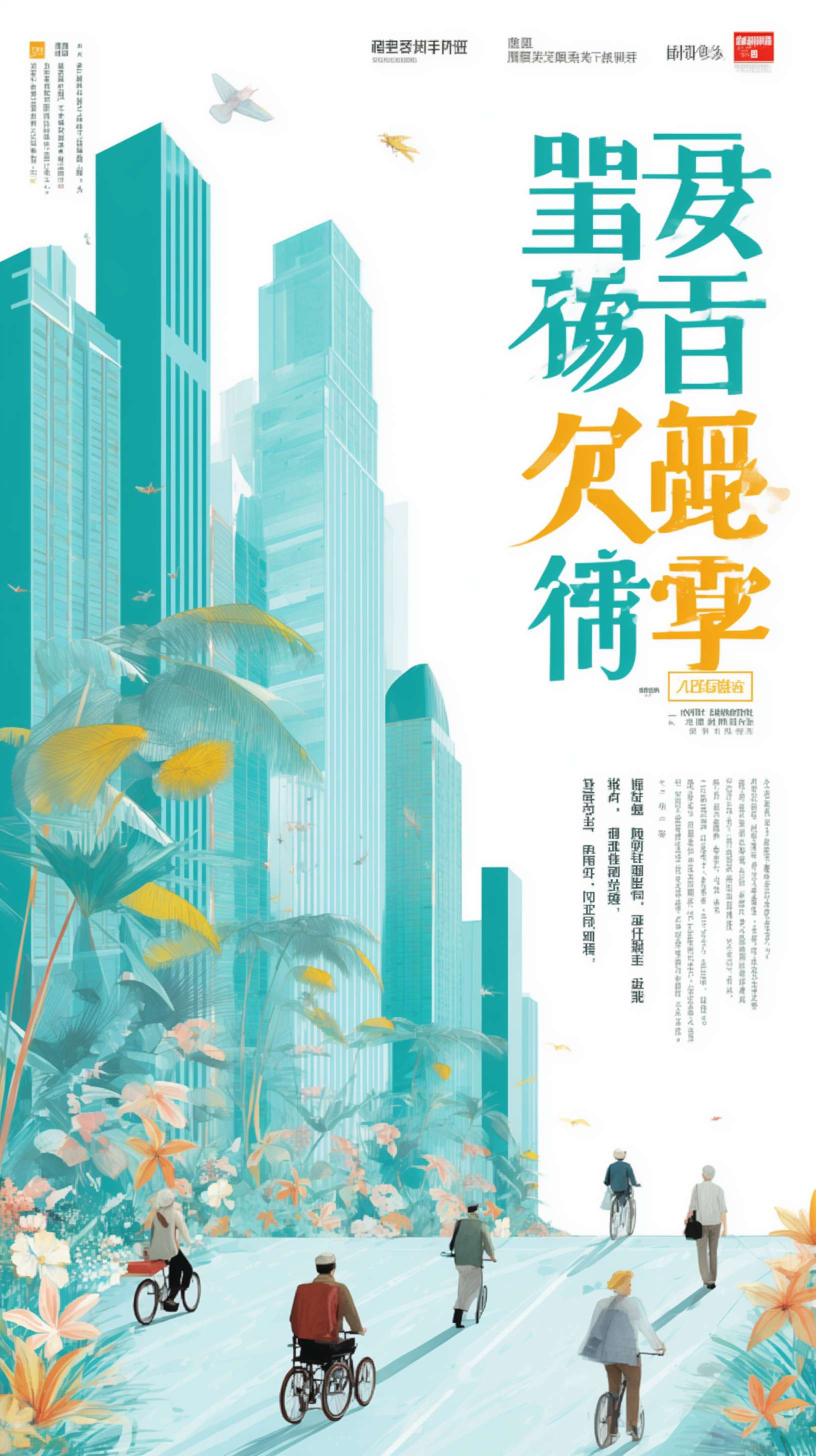 生成一张竖版海报，主题是‘无障碍城市，让爱无阻’，风格清新明亮 --ar 9:16 --v 7 --stylize 100 --fast --no 水印