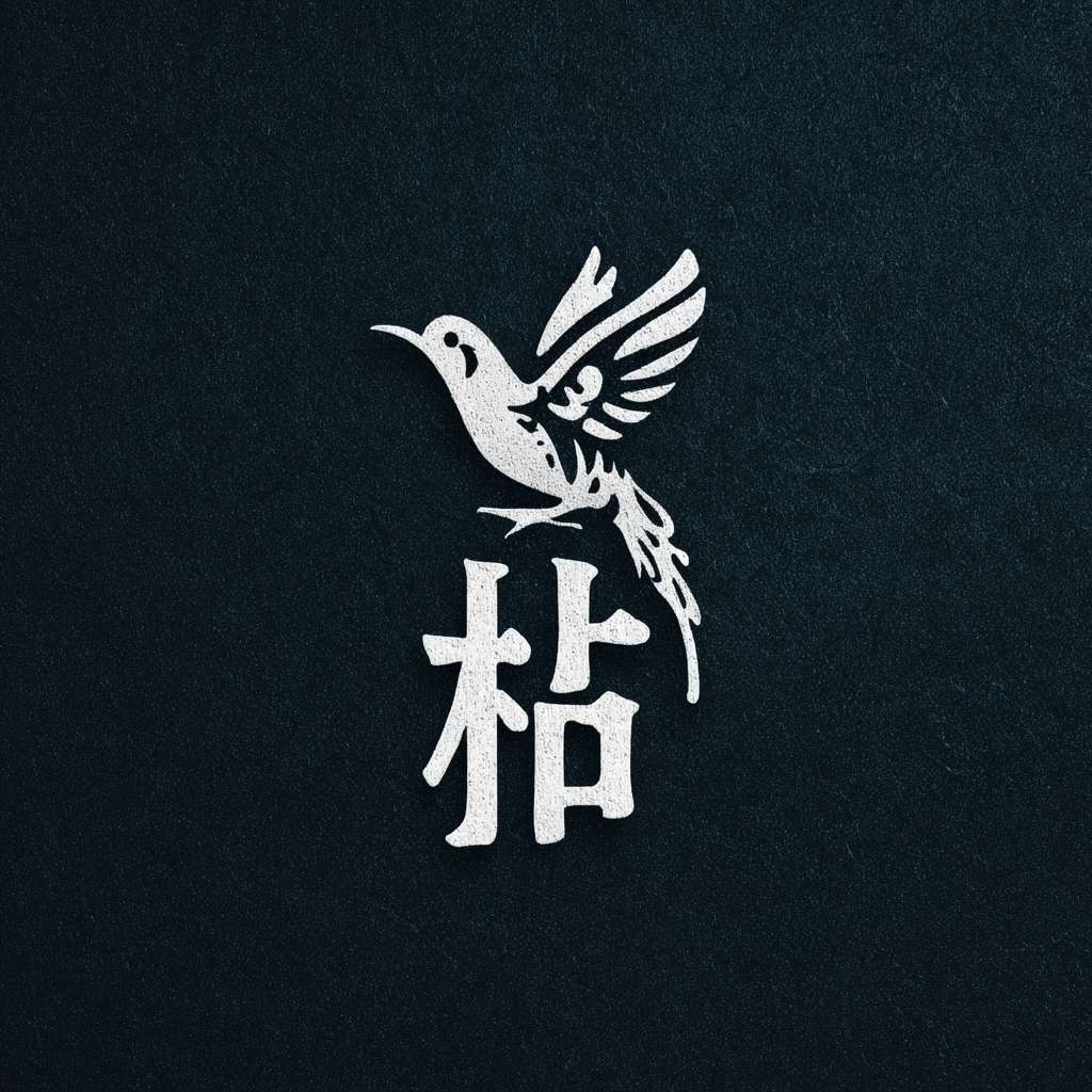 生成一个雕刻品牌logo，品牌的名字叫:青雀衔刻.图片的内容是一只鸟衔着刻刀，极简，白底,图片中体现出青雀衔刻四个字; --ar 1:1 --v 7 --stylize 100 --fast --no 水印