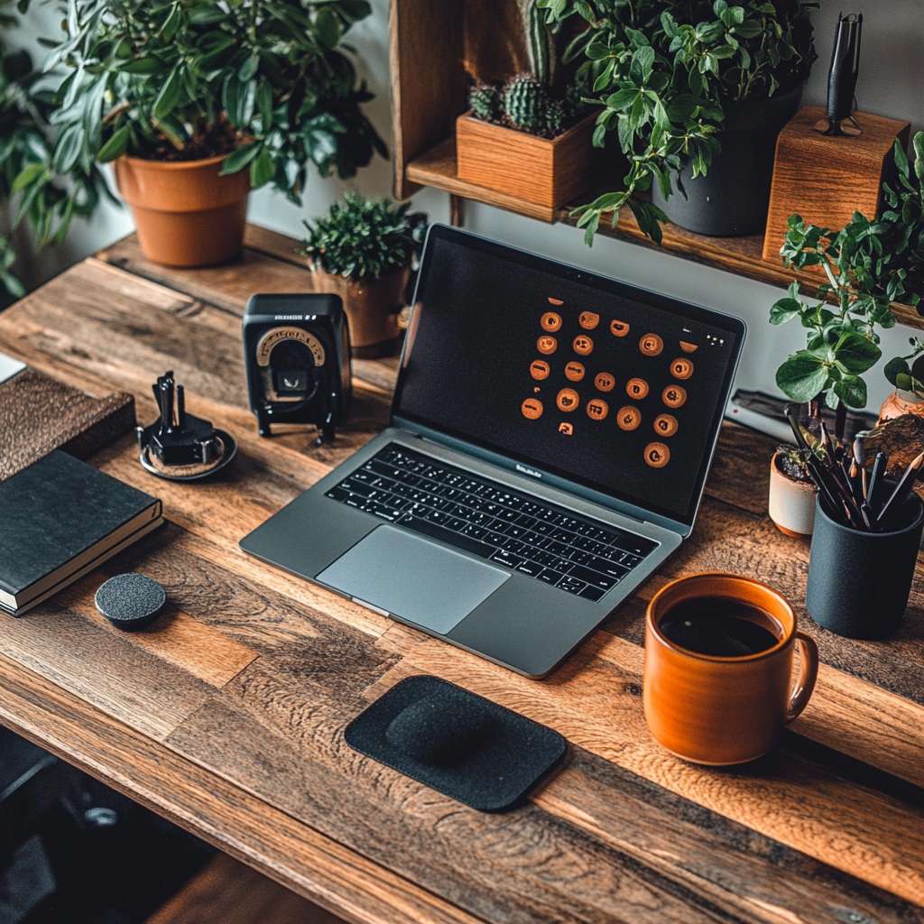 Daily desk update algorithm: 1) Remove object at Fibonacci position 2) Add new item with matching tonal value (ΔE≤3) 3) Adjust spacing to maintain 1.618 ratio, document with 50mm f/4 macro lens, apply -10 vibrance in Lightroom --ar 1:1 --v 6.1 --stylize 100 --fast --no duplication