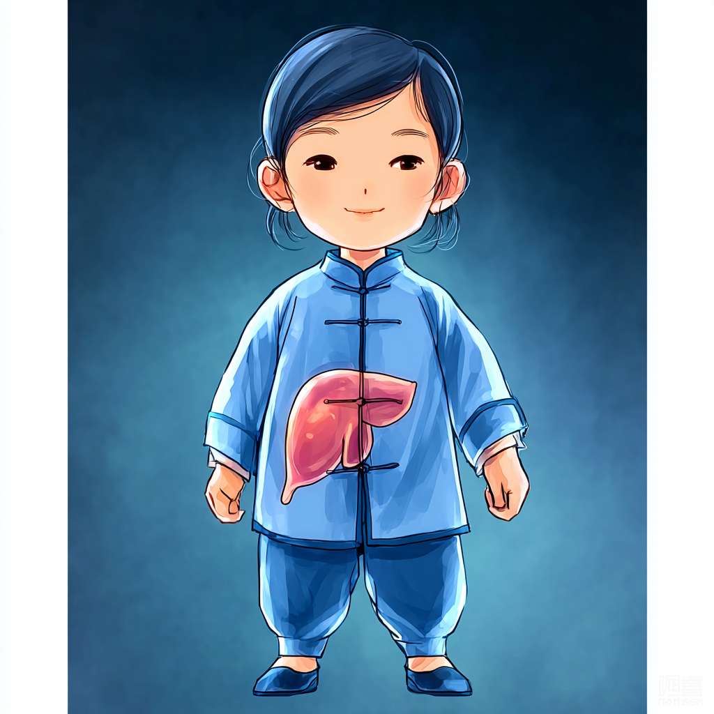 https://img-xpc-mj0.xpccdn.com/prod/upload/d5a05a5c-c297-439d-93a1-192d10577df9/%E7%94%9F%E6%88%90%E4%B8%AD%E5%8C%BB%E6%B0%94%E8%A1%80%E7%90%86%E8%AE%BA%E5%9B%BE%E7%89%87%20_2_.png~tplv-5yakomv5zn-auto-v1%3A1024%3A0%3Aq75.jpg 帮我按照人体器官的分布，标记出图片中心肝脾肺肾的位置，主要要符合画风 --ar 1:1 --v 7 --stylize 100 --fast --iw 1 --no 水印
